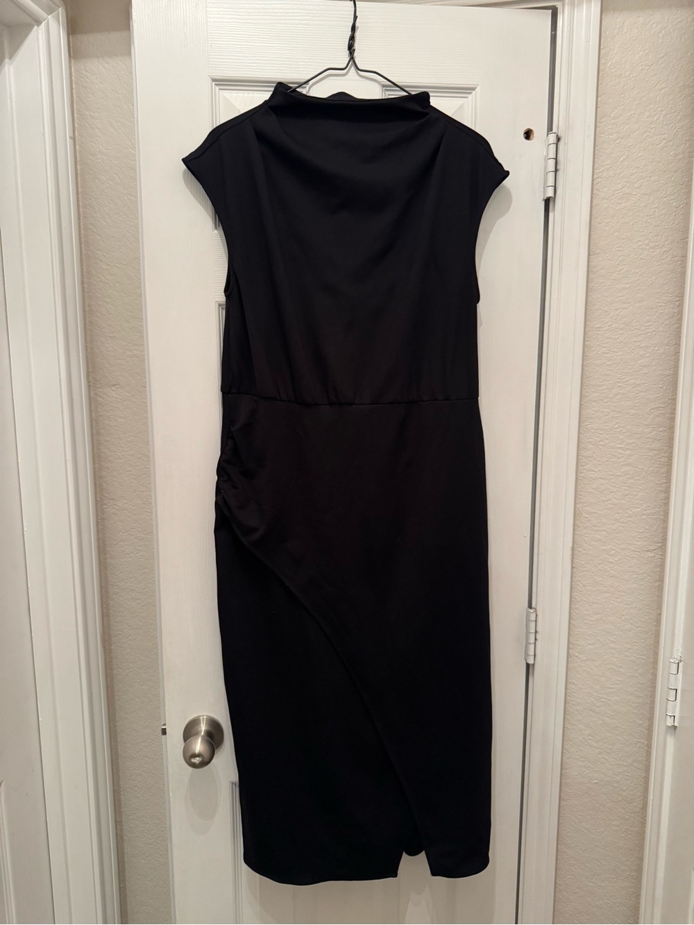 Ann Taylor Factory Black Petite Draped Wrap Front Dress - Size 14P
